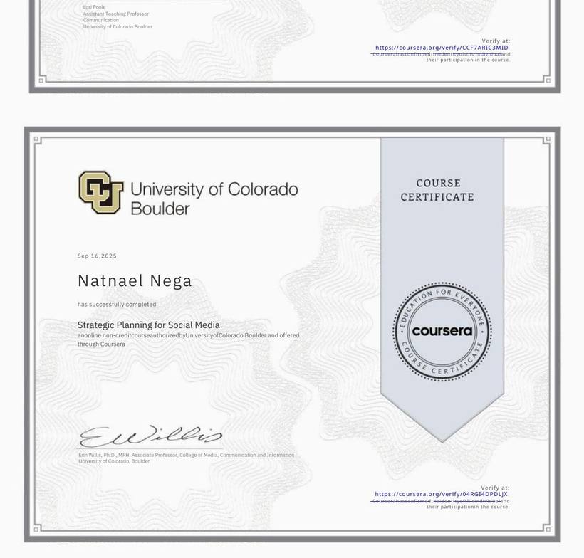 Strategic Planning for Social Media certificate