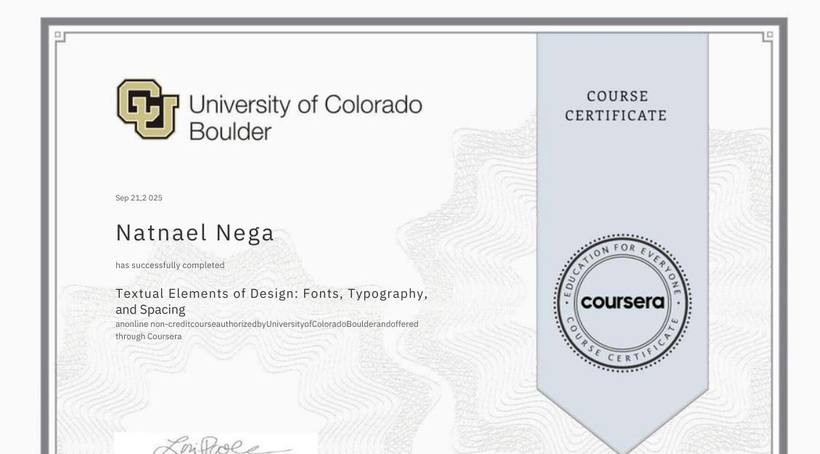 Textual Elements of Design certificate